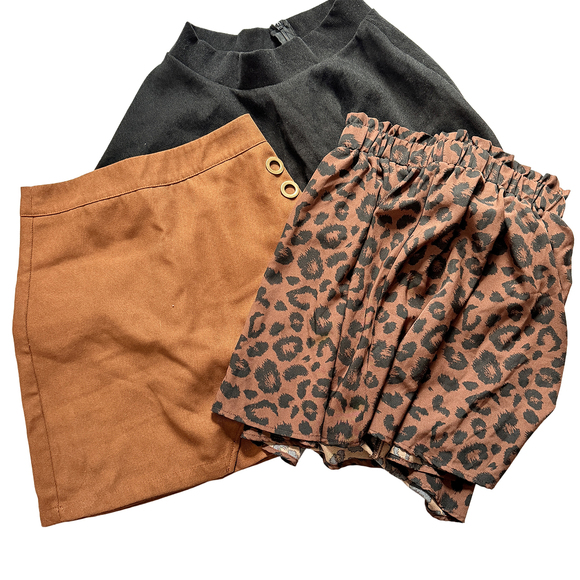 Shein Dresses & Skirts - Shein XS bundle mini skirts corduroy skirts + animal print skirts in Brown